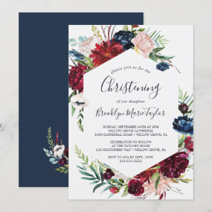 Invitation Jardin d'automne   Burgundy Christening