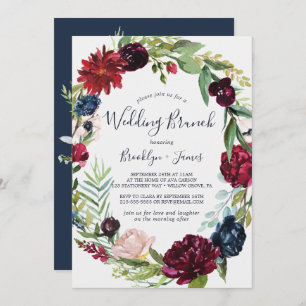 Invitation Jardin d'automne   Burgundy Wreath Mariage Brunch