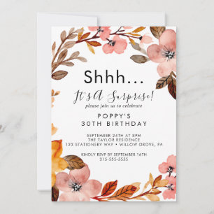 Invitation Jardin d'automne   Burgundy Wreath Surprise Party