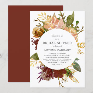 Invitation Jardin d'automne Cercle Floral Rustique Baby Showe