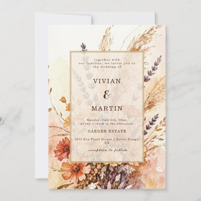 Invitation Jardin d'automne en fleurs Mariage (Devant)