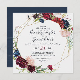 Invitation Jardin d'automne Mariage Carré géométrique de Bo