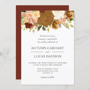 Invitation Jardin d'automne Mariage floral rustique