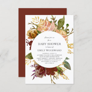 Invitation Jardin d'automne Rustique Baby shower floral
