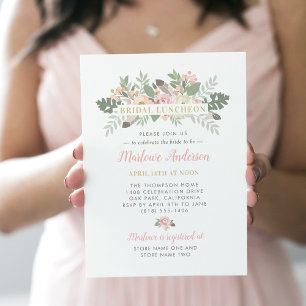 Invitation Jardin de bouquet rose Mariage Bridal Luncheon