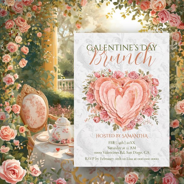 Invitation Jardin de Brunch de la Saint-Valentine Rococo Flor (Créateur téléchargé)