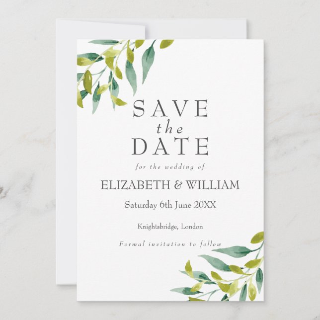 Invitation Jardin de campagne verdure Enregistrez la date (Devant)