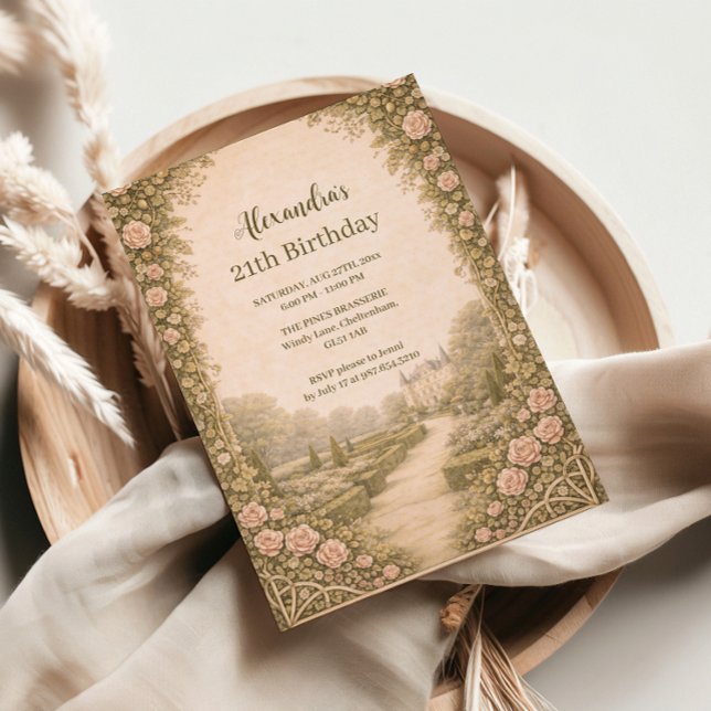 Invitation Jardin de campagne vintage pour anniversaire (Créateur téléchargé)