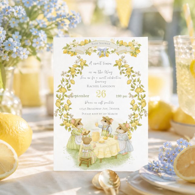 Invitation Jardin de citron avec douche de bébé souris (Créateur téléchargé)