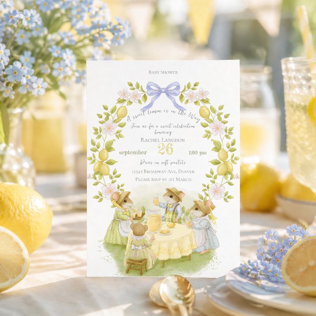 Invitation Jardin de citron avec souris Baby shower (Créateur téléchargé)