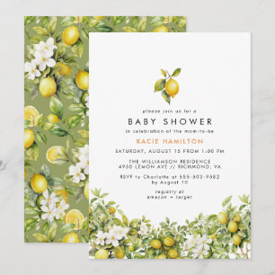 Invitation Jardin de citron jaune vif   Baby shower d'été