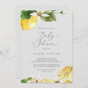 Invitation Jardin de citron moderne   Baby shower gris