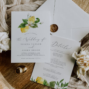 Invitation Jardin de citron moderne tout en un Mariage