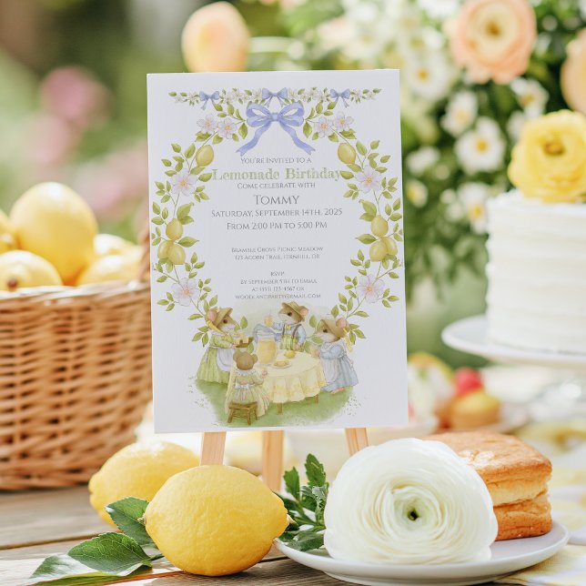 Invitation Jardin de Citrons Anniversaire avec Souris (Créateur téléchargé)