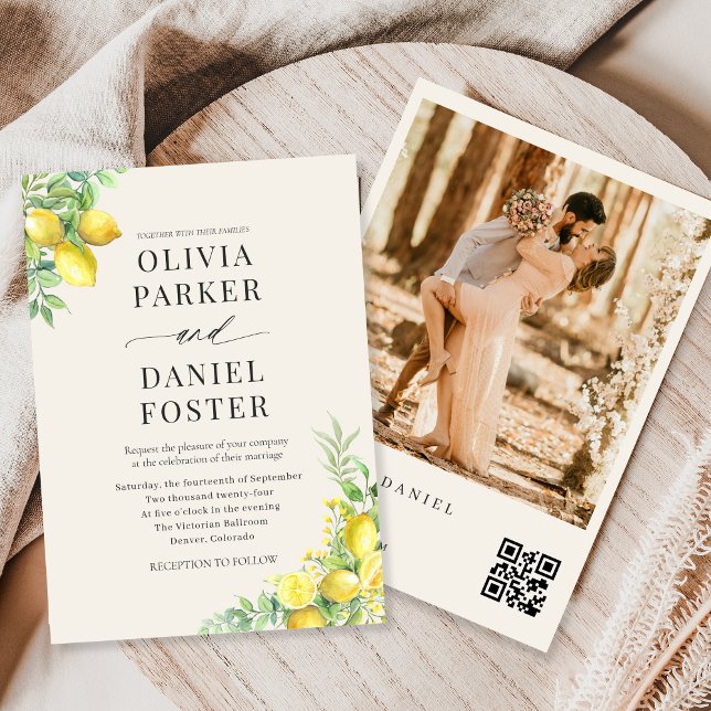 Invitation Jardin de Citrons Italien Code QR Photo Mariage (Créateur téléchargé)