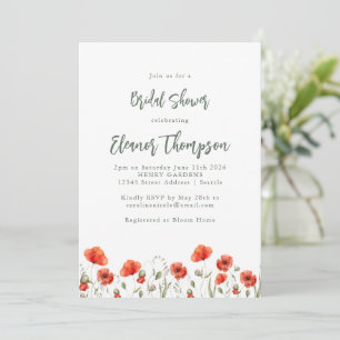 Invitation Jardin De Coquelicots Rouges Élégants Fête De Mari