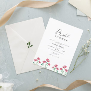 Invitation Jardin de Coquelicots Rouges Fleurs Mariage