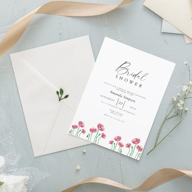 Invitation Jardin de Coquelicots Rouges Fleurs Mariage (Créateur téléchargé)