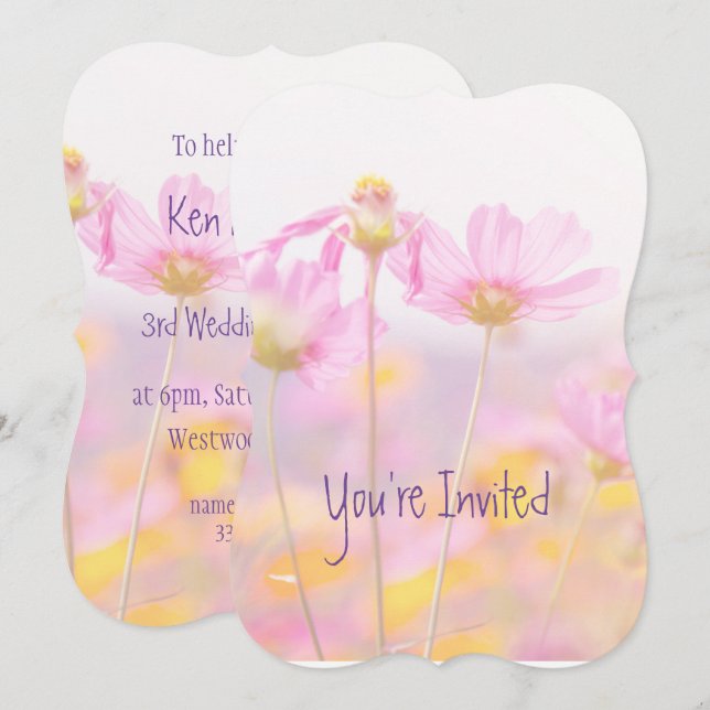 Invitation Jardin de cosmos pour anniversaire de mariage Fleu (Devant / Derrière)