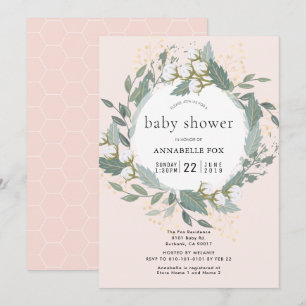 Invitation Jardin de coton rose Peach Baby shower de couronne