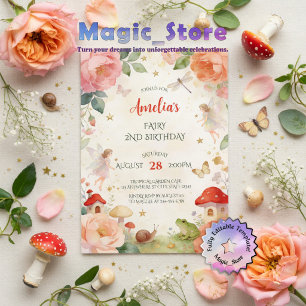 Invitation Jardin de Fée Fantaisiste Mignon Aquarelle Anniver