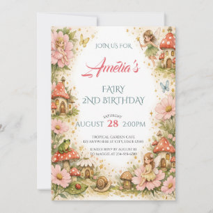 Invitation Jardin de Fées Anniversaire Magique à l'Aquarelle