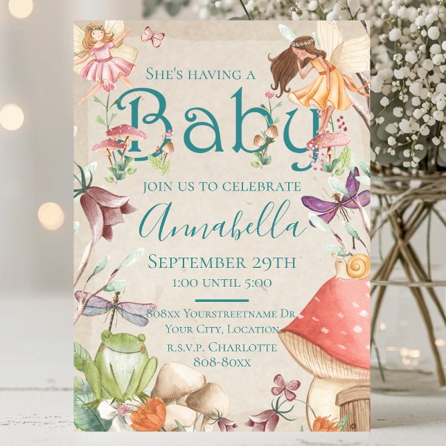 Invitation Jardin de Fées Aquarelle Fées Baby Shower (Créateur téléchargé)
