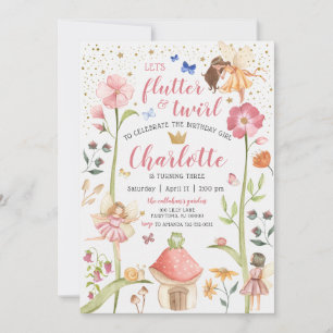 Invitation Jardin de Fées Enchanté Anniversaire Papillon et T
