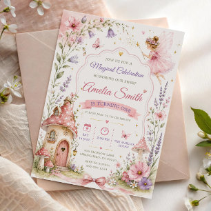 Invitation Jardin de Fées Fête d'Anniversaire des Filles Flor