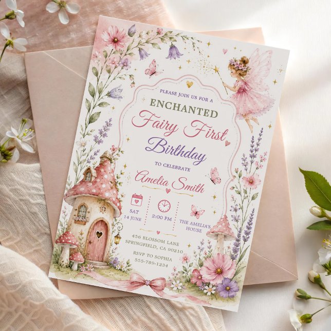 Invitation Jardin de Fées Fille Fleurie Fête d'anniversaire (Créateur téléchargé)