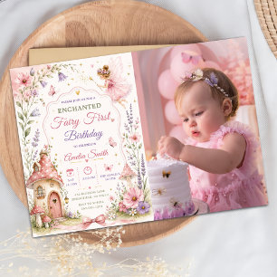 Invitation Jardin de Fées Filles Florales Fête d'anniversaire