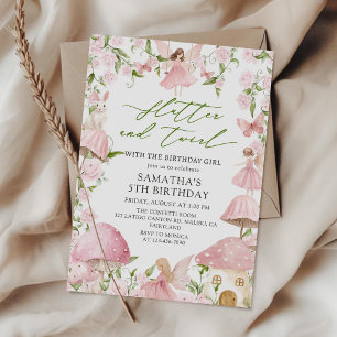 Invitation Jardin de fées floral magique rose Anniversaire