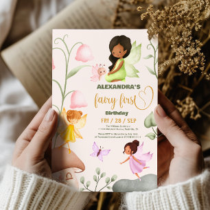 Invitation Jardin de fées magiques Pixie Girls 1er anniversai