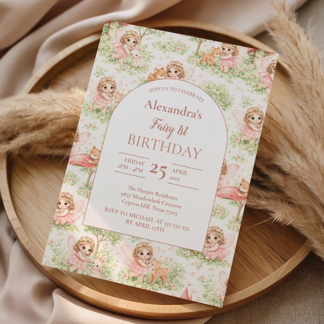 Invitation Jardin de Fées Premier Anniversaire (Créateur téléchargé)