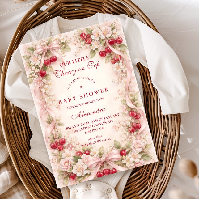 Invitation Jardin de Fête de Bébé aux Fleurs de Cerisier (Créateur téléchargé)