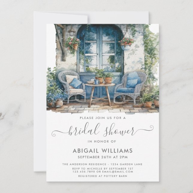 Invitation Jardin de fête Pique-nique Blue Rose Fête des mari (Devant)