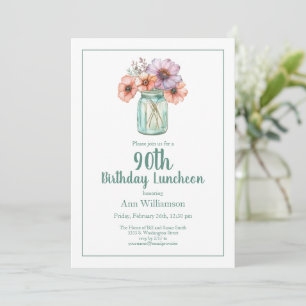 Invitation Jardin de fleurs à l'aquarelle 90e anniversaire