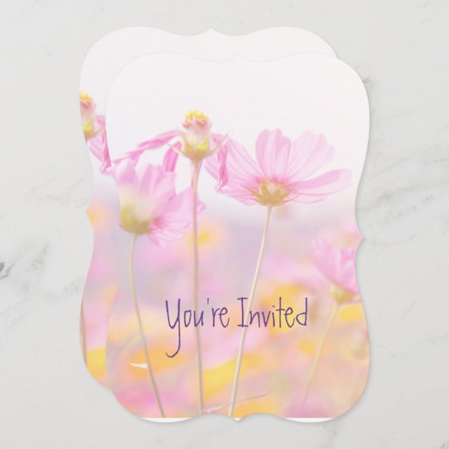 Invitation Jardin de fleurs Cosmos pour anniversaire de maria (Devant / Derrière)