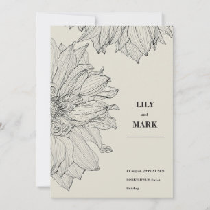 Invitation Jardin de fleurs Dahlia. Arrière - plan gravé.