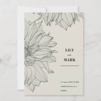 Invitation Jardin de fleurs Dahlia. Arrière - plan gravé.