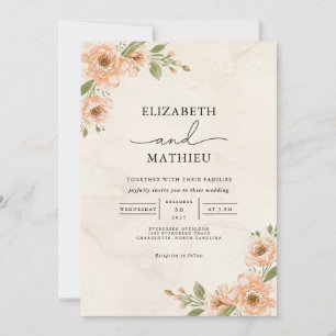 Invitation Jardin de fleurs de pêche Mariage de fleurs