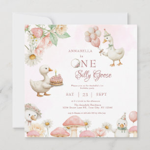 Invitation Jardin de fleurs d'oie soie Champignons 1er annive