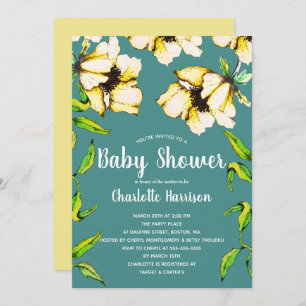 Invitation Jardin de fleurs jaune vif Baby shower
