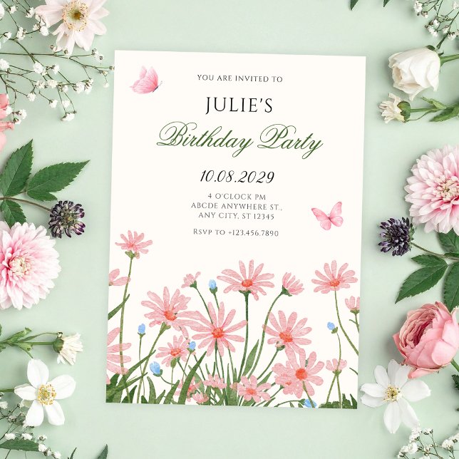 Invitation Jardin de fleurs minimaliste  (Créateur téléchargé)