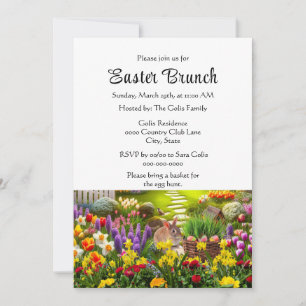 Invitation Jardin de fleurs pour le brunch de Pâques