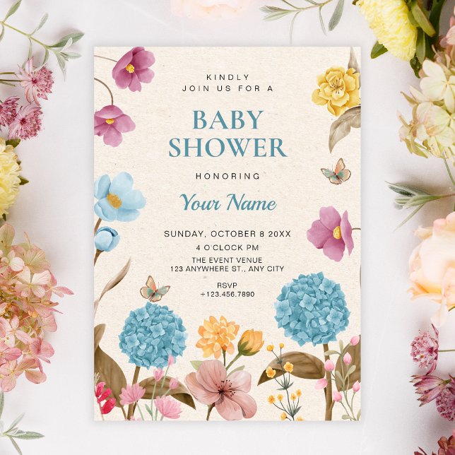 Invitation Jardin de fleurs pour une baby shower (Créateur téléchargé)