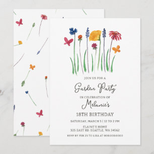 Invitation Jardin de fleurs sauvages Anniversaire