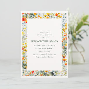 Invitation Jardin de fleurs sauvages orange jaune pour la dou