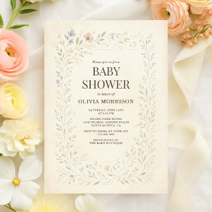 Invitation Jardin de Fleurs Sauvages Rustique Baby Shower Boh