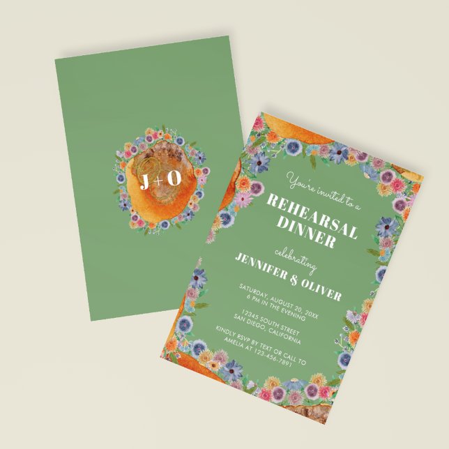 Invitation Jardin de fleurs sauvages vertes décontracté chic  (Front/Back)